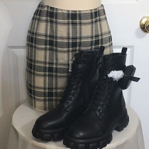 MADRAG Chunky Faux Leather Combat Boots